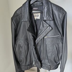Vintage 1990s Wilsons Genuine Leather Open Road Motorcycle Biker Jacket
